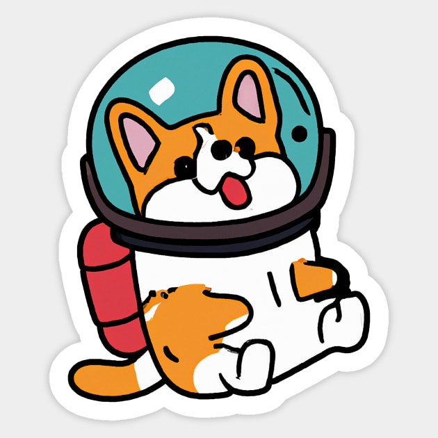 Corgi Cosmonaut Dog Lover Puppy Retro Sticker by BetterManufaktur